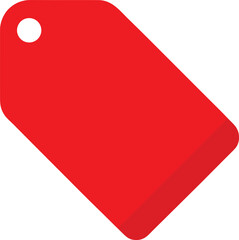 Red Gift Tag With Hole On White Background label price tag