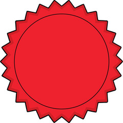 Red oval shape with starburst border on white background Keywords: oval, red, starburst, border