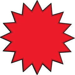 Red Starburst Shape With Black Outline Keywords: starburst, explosion, shape, red, black outline