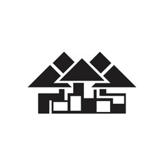 Real Estate Logo Design with Abstract Building and Roof Icon
