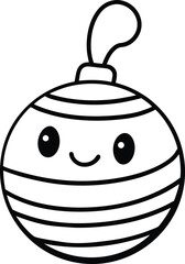 Striped Christmas Ornament with Cute Face vector