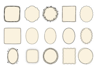 手描きフレームセット（シンプル＆装飾）、Hand-drawn Frame Set (Simple & Decorative)
