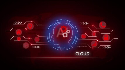 Digital cloud Concept With Global social network connection concept showing digital data communication across the earth background - Powered by Adobe