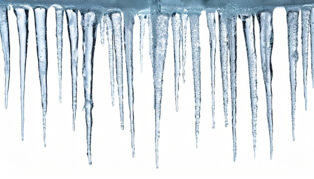 realistic ice icicles on white background