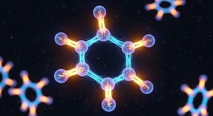 Abstract molecular structure with glowing connections