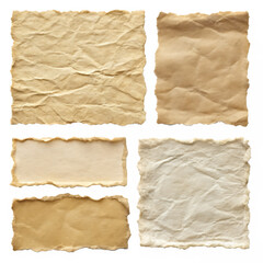 Torn Paper Texture Set on a isolated white background. PNG
