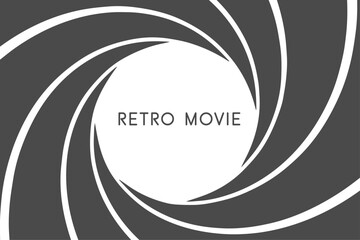 Old style photo shutter lens. Inside out view. Swirling vortex converging towards center. retro movie film horizontal banner. Simple style vector illustration.