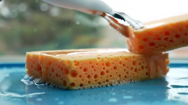 Sponge Dissection: An Engaging Sequence Illustrating Separation and Composition on Blue Surface