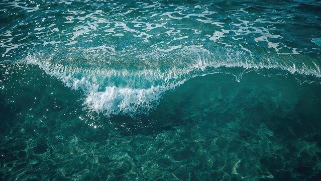 Wave pattern in the ocean with water textures and motion. Marine environment and nature. The concept of water waves and oceanic dynamics.