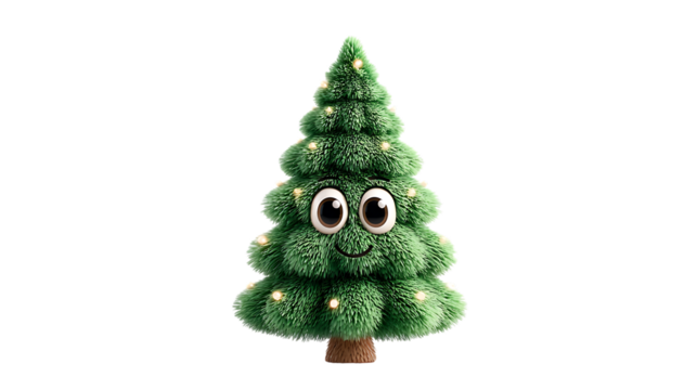cartoon christmas tree with animate