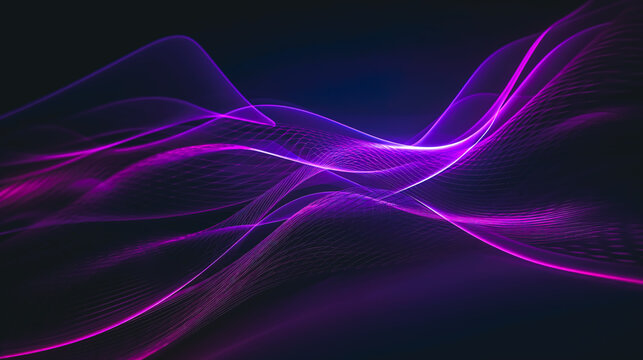 A neon background with a seamless purple and blue gradient, featuring glowing digital waves that flow dynamically. The design evokes a futuristic technology concept filled with vibrant energy. Soft bo