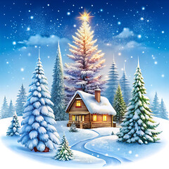 Winter Wonderland on a isolated white background. PNG