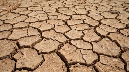 Dry, cracked earth surface showing drought effects and desertification.