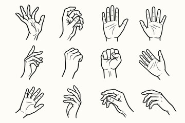 Fototapeta premium Fingers delicate vector studies expressive grasping icon hand relaxed closed