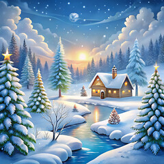 Winter Wonderland on a isolated white background. PNG