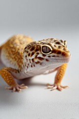 Obraz premium Close-up of leopard gecko with spotted skin and large eyes