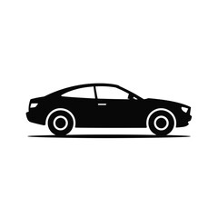 Fototapeta premium A black silhouette of a modern car is shown against a white background.