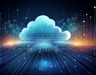 abstract cloud computing network digital technology and data transfer