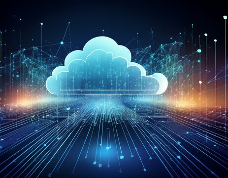 abstract cloud computing network digital technology and data transfer