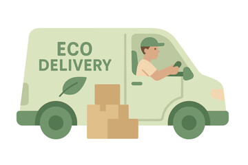 Eco-friendly delivery service with driver and cargo