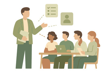 Team meeting with glow effect and gradient colors for business presentations