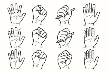 Fototapeta premium Sketch spread light icon outline modern style hand vector icons gesture pencil
