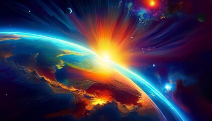 planet earth space and sun