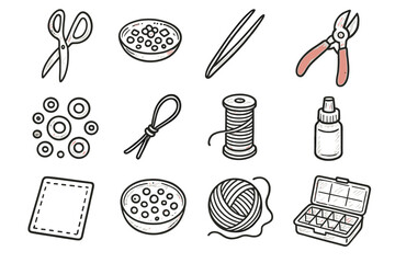 Cutter wire beads craft icons storage thread vector tools icon box accessories
