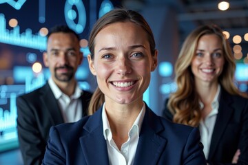 Title: Futuristic Group Meeting Video Conference with Business People Avatars.