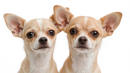 Obraz premium Two Chihuahua dogs side by side with large ears and expressive eyes.