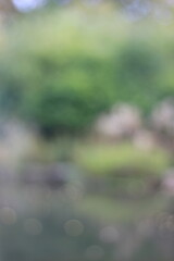 A dreamy blurry view of rain on the river