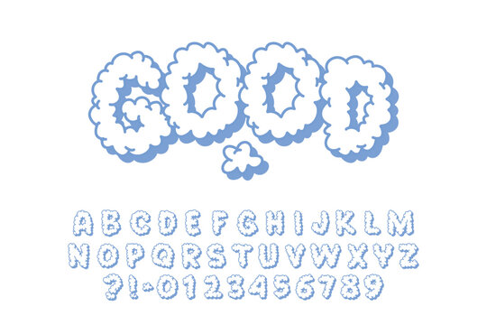 Y2K Cloud Bubble Streetwear Graffiti Font Vector.