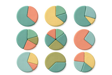 Colorful 3d pie charts: modern infographics for business presentations