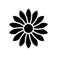 Flower icon. Black silhouette. Front view. Vector simple flat graphic illustration. Isolated object on a white background.