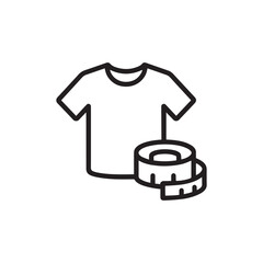 Tshirt and measuring tape icon, representing tailoring, fashion, and custom clothing design services