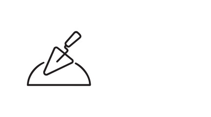 Trowel digging into a mound of dirt icon, representing construction, gardening, and landscaping work