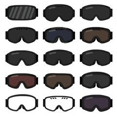 goggles ski set cartoon vector illustration.