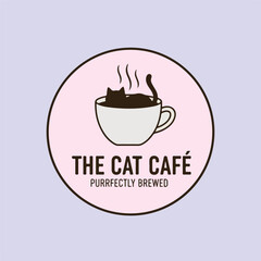 Minimalist Cat in Coffee Mug Illustration with Text Sticker.eps