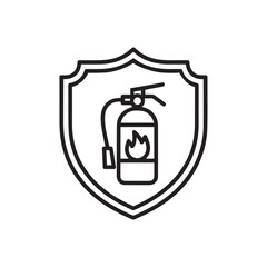 Fire extinguisher inside a shield emblem, symbolizing safety and protection