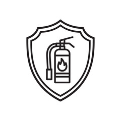 Fire extinguisher inside a shield icon