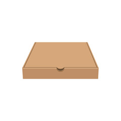 Vector illustration of a blank, closed cardboard pizza box, symbolizing food delivery, takeout, packaging, and fast food container.