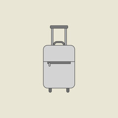Vector illustration of a modern rolling suitcase with an extended handle, symbolizing travel, business trip, luggage, and vacation planning.