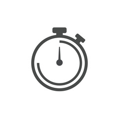 Vector illustration of a classic stopwatch icon in dark grey, symbolizing speed, time measurement, sports timing, and meeting deadlines.