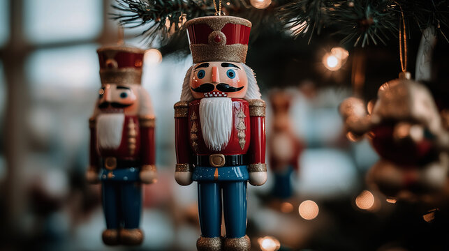  glass Christmas decorations nutcrackers theme characters hanging on christmas tree ,
