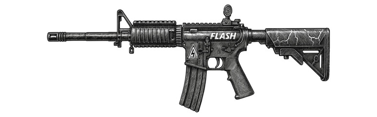 Lightning-Themed Assault Rifle Engraving