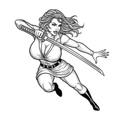 Female Samurai Warrior With Katana