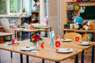 food on the kindergarten table