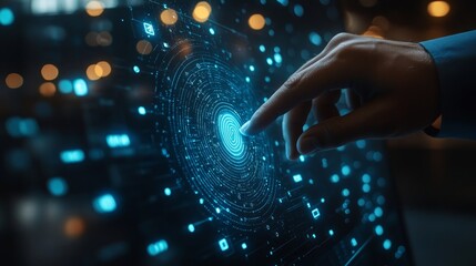 Artificial intelligence concept with digital brain, neural network connections, and futuristic technology interface.