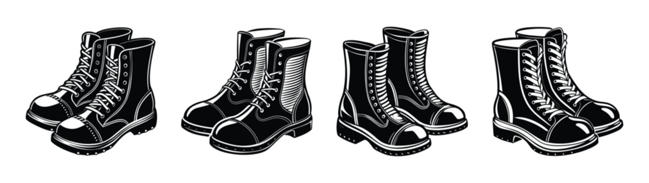 Find your perfect pair of black leather combat boots high top lace up boots for men and women