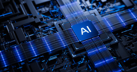 AI - Artificial Intelligence. Big Data and Deep Machine learning Concept. Business Internet Technology